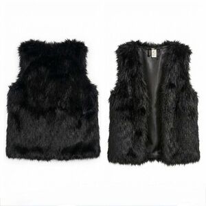 H&M Black Faux Fur Vest